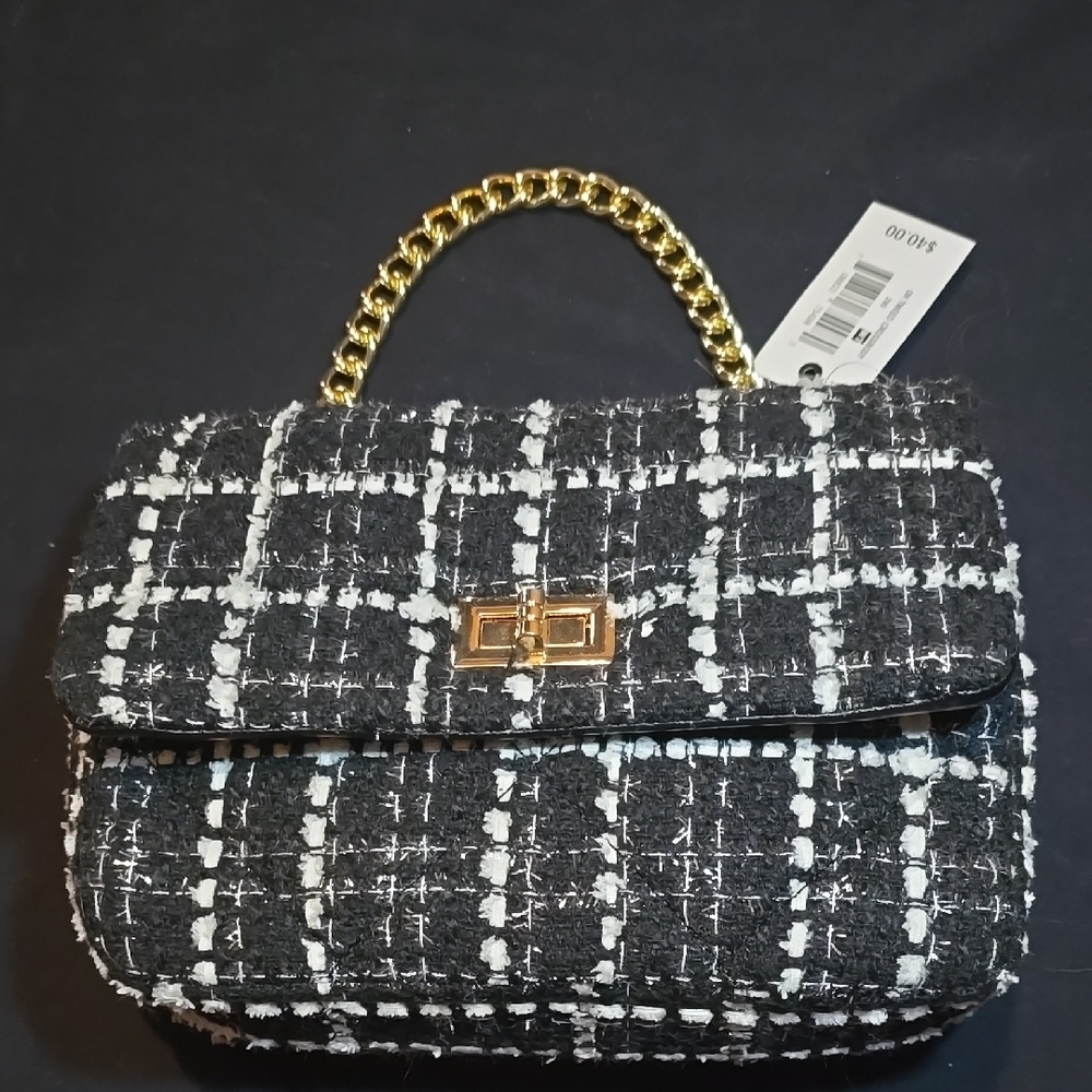 Black and White Tweed Handbag